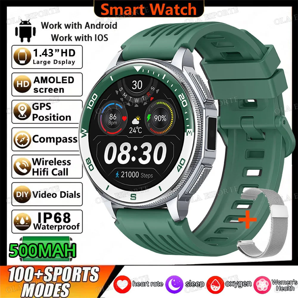 Ola Esporte GPS Smartwatch 1.43" AMOLED 500mAh 3ATM Sport