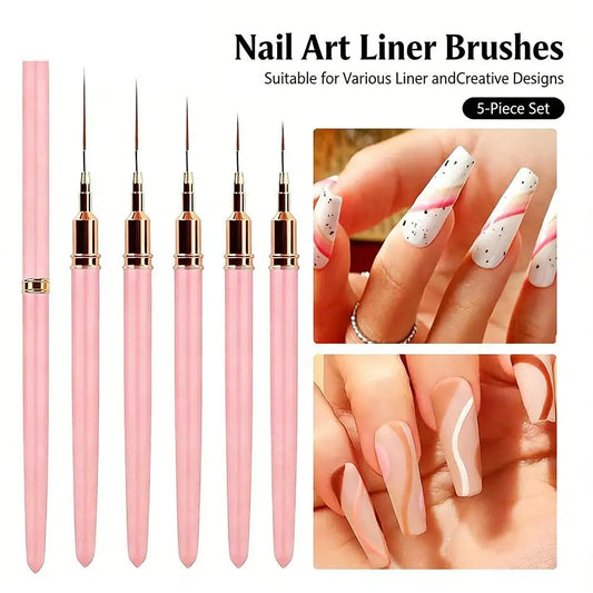 5-Piece Nail Art Liner Brush Set – UV Gel & Polish Nail Care Peaceful Pleasures Health and Wellness