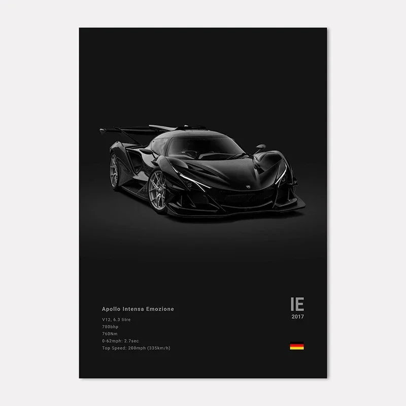 Famous Cars GT Canvas Wall Art Print Poster – Unframed Decor