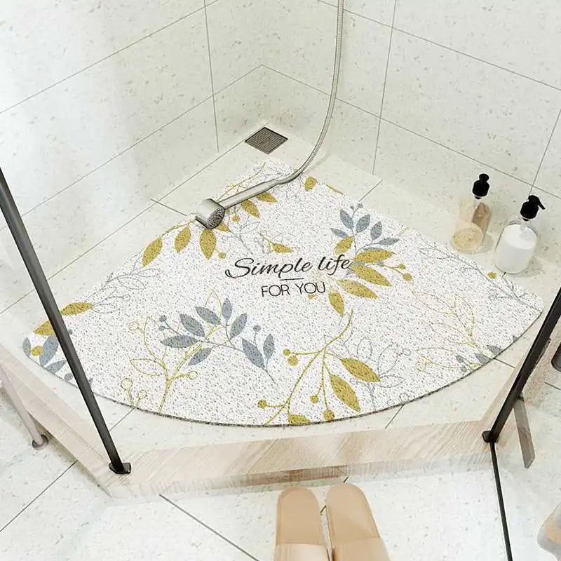Fan-Shaped Anti-Slip Bathroom Mat – Cartoon Curved Suede Rug