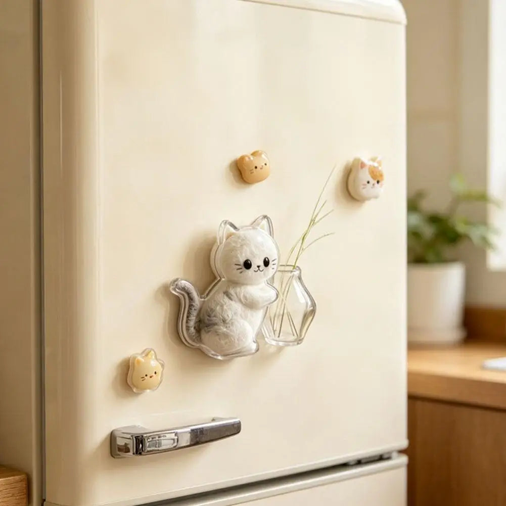 1/2/4pcs Cat Shape Creative Magnetic Refrigerator Sticker Pet Beard Hair Collector Cat Fur Whisker Transparent Commemorative Box Peaceful Pleasures Health and Wellness