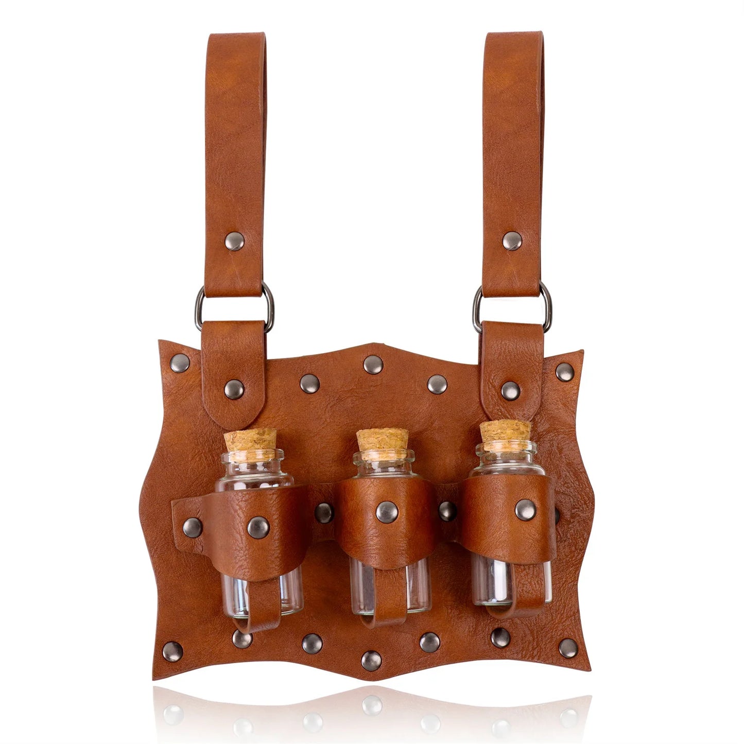 Medieval Witch Wizard Dark Magic Cork Bottle Leather Holder Waist