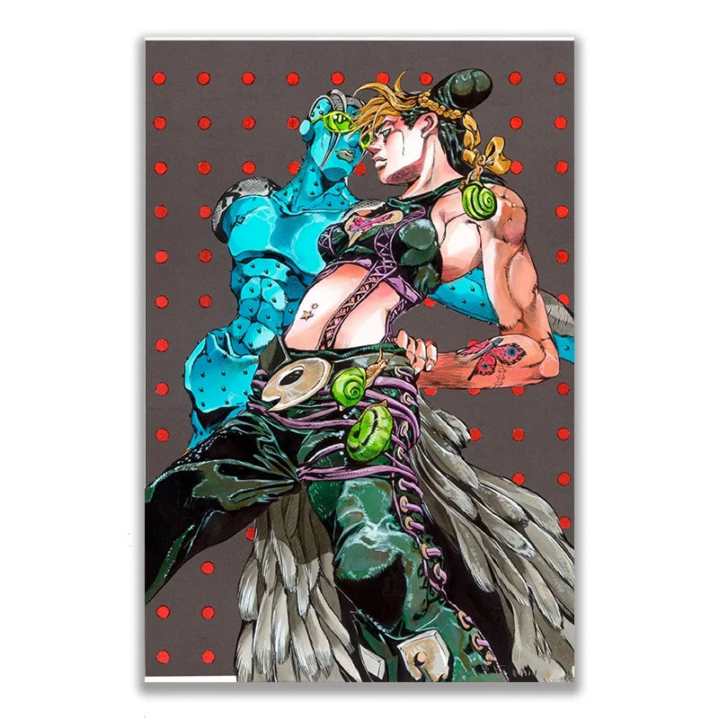 Anime JOJO Bizarre Adventure Retro Poster Canvas Wall Art Printing Waterproof Home Living Bed Room Bar Hallway Aesthetic Decor Peaceful Pleasures Health and Wellness