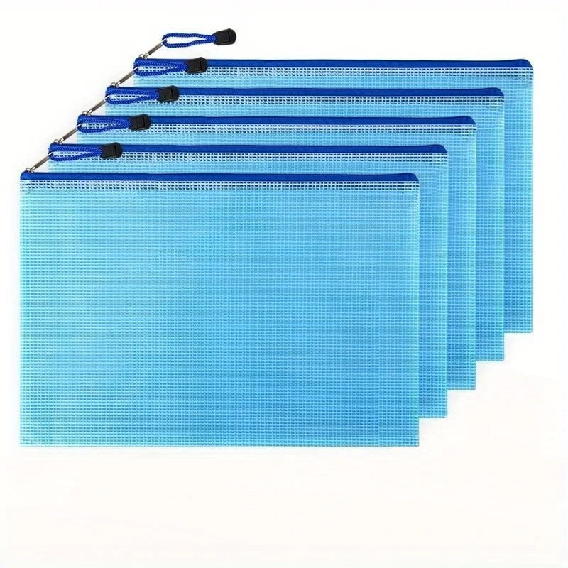 5-Pack A4 Zipper File Bags – Clear PVC Large Capacity Organizer