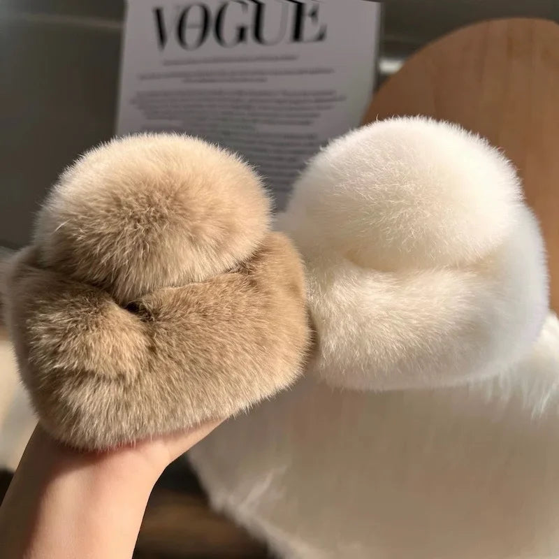 Otter Rabbit Fur Clip Korean Furry Hair Clip Cute Furry Shark Clip Headband Back of The Head Hair Clip Fashionable and Versatile Peaceful Pleasures Health and Wellness