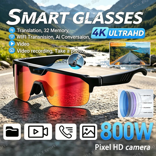 AI Smart Cycling Glasses | 4K Camera, BT 5.3 & Translator AI Smart Glasses Peaceful Pleasures Health and Wellness