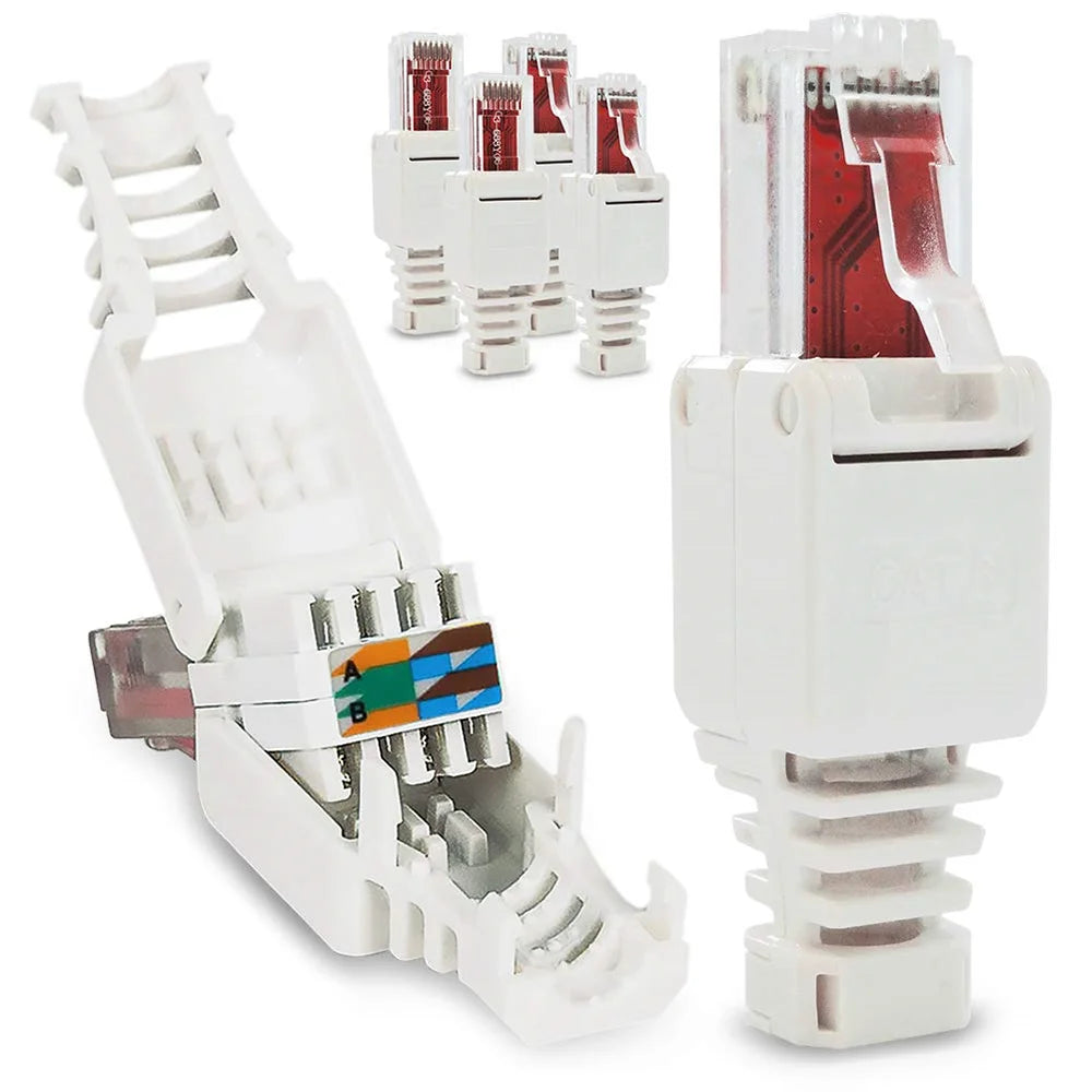 8P8C Ethernet Cable Connectors Tool-less CCTV Plug RJ45 Connector Crystal Head CAT6 Peaceful Pleasures Health and Wellness