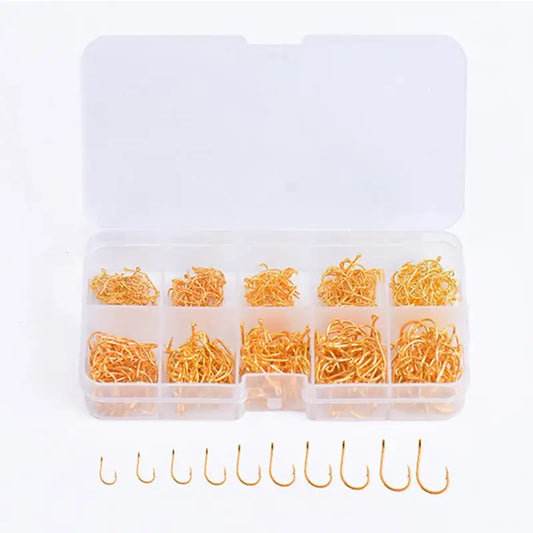 High-Quality Fishing Hooks Set, 600pcs Carbon Steel Fishhooks with Sharp Barbed Design, Portable Plastic Box Included, Ideal for Peaceful Pleasures Health and Wellness