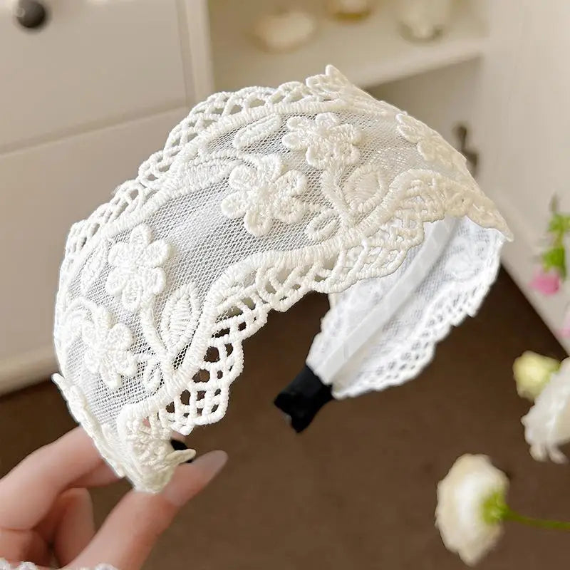White Lace Headband for Women & Kids | Elegant Hair Hoop