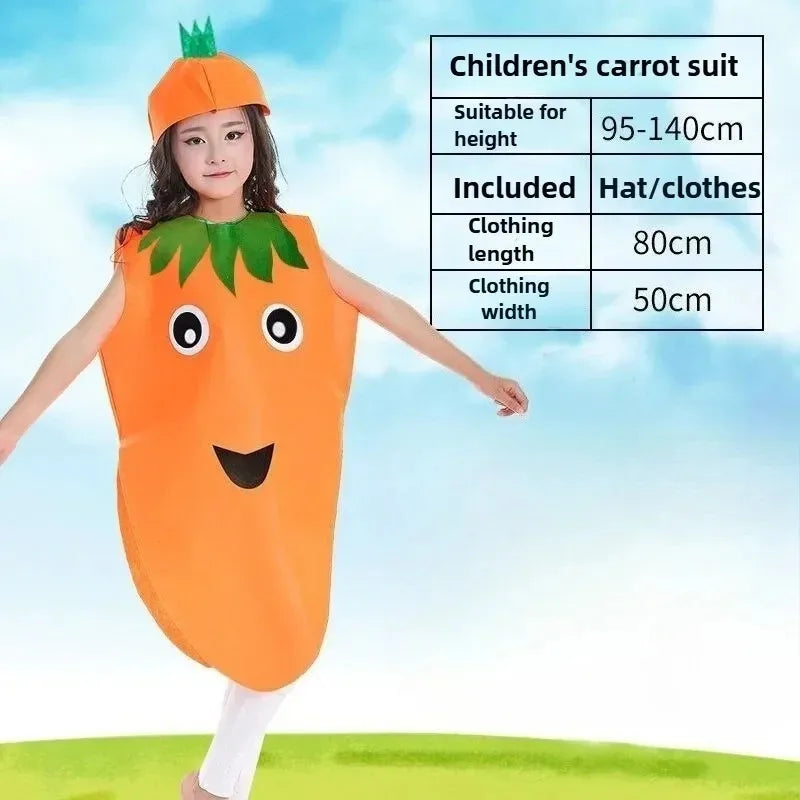 Kids Fruit Vegetable Halloween Costume Cloak | Ages 3–8