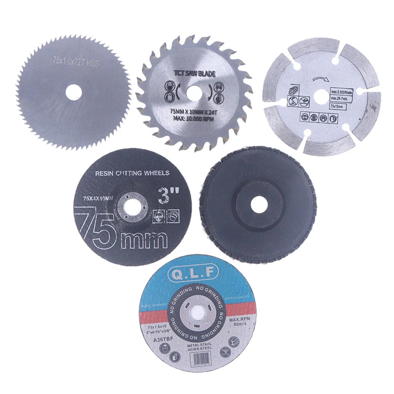 7Pcs 75mm Cutting Disc Set For Hole Angle 10mm Circular Saw Blade Sander Sanding Tool DIY Tile Wood Metal Cutting Disc Peaceful Pleasures Health and Wellness