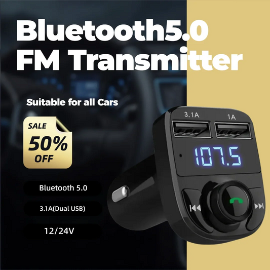 Bluetooth 5.0 FM Transmitter Car Kit – Dual USB & Hands-Free FM Transmitter Car Kit Peaceful Pleasures Health and Wellness