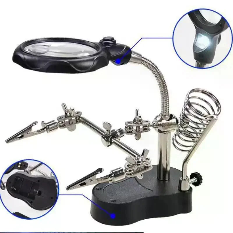Soldering Helping Hand Clamp with LED Light & Magnifying Glass