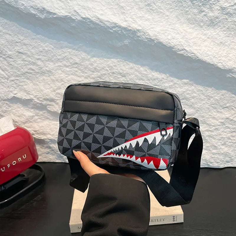Shark Mouth Crossbody Bag | Split Leather Small Square Purse Crossbody Bag Peaceful Pleasures Health and Wellness