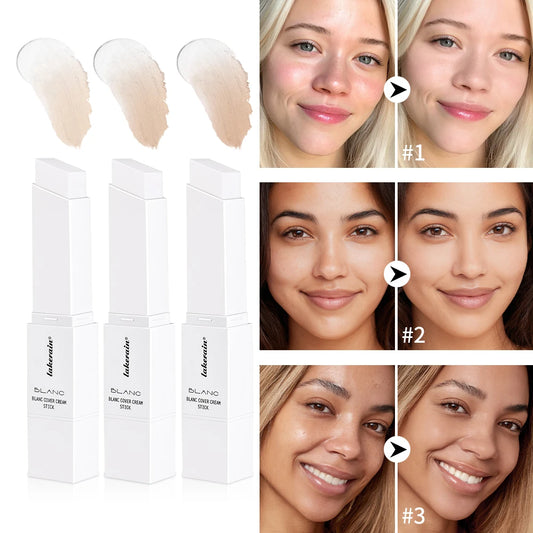 Blanc Cover Cream Stick Changing Foundation Stick Color Changing Foundation with Detachable Brush Hight Coverage Base Makeup Peaceful Pleasures Health and Wellness
