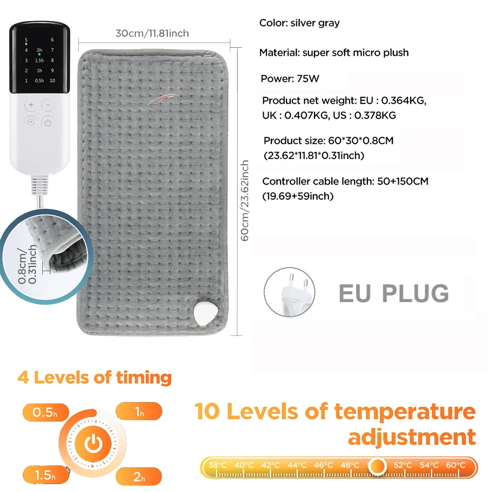Home Electric Heating Pad Back Shoulder Office Winter Warming Blanket 10 Heat Thermal Mat Abdomen Period Menstrual Belt Peaceful Pleasures Health and Wellness 10 Heat EU PLUG 1