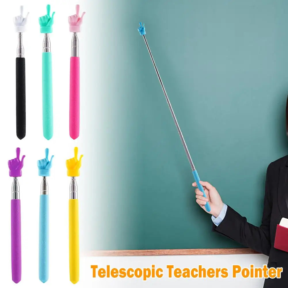 Colorful Finger Design Retractable Teacher Pointer Anti-slip Handle Teaching Guide Pointer Teaching Stick Whiteboard Pointer Peaceful Pleasures Health and Wellness