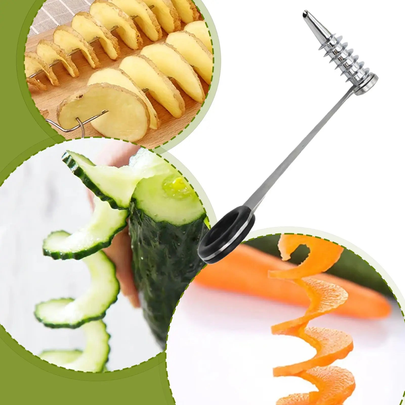 Stainless Steel Vegetable Spiralizer, Dishwasher Safe Zucchini Cutter, Handheld Kitchen Gadget for Cucumber Potato Carrot Peaceful Pleasures Health and Wellness