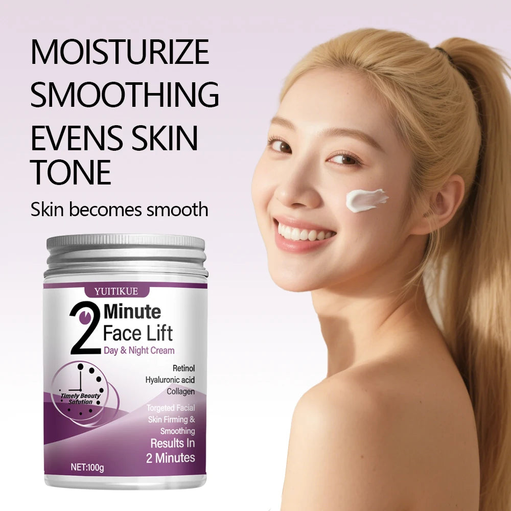 YUITIKUE 2 Minute Face Lift Cream 100g - Retinol & Collagen, Instant Firming & Smoothing, Day & Night Moisturizer, Fast Results Peaceful Pleasures Health and Wellness