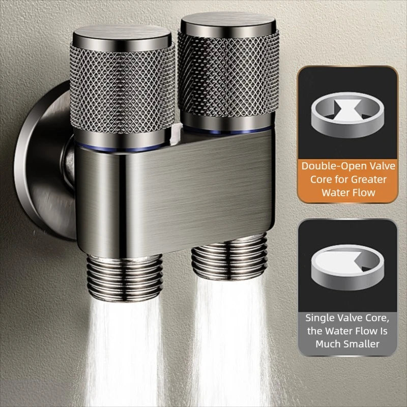 G1/2 1 In Two Out Double Control Washing Machine Faucet Toilet Triangle Valve Kitchen badSink Bathroom Basin Faucet Accessories Peaceful Pleasures Health and Wellness