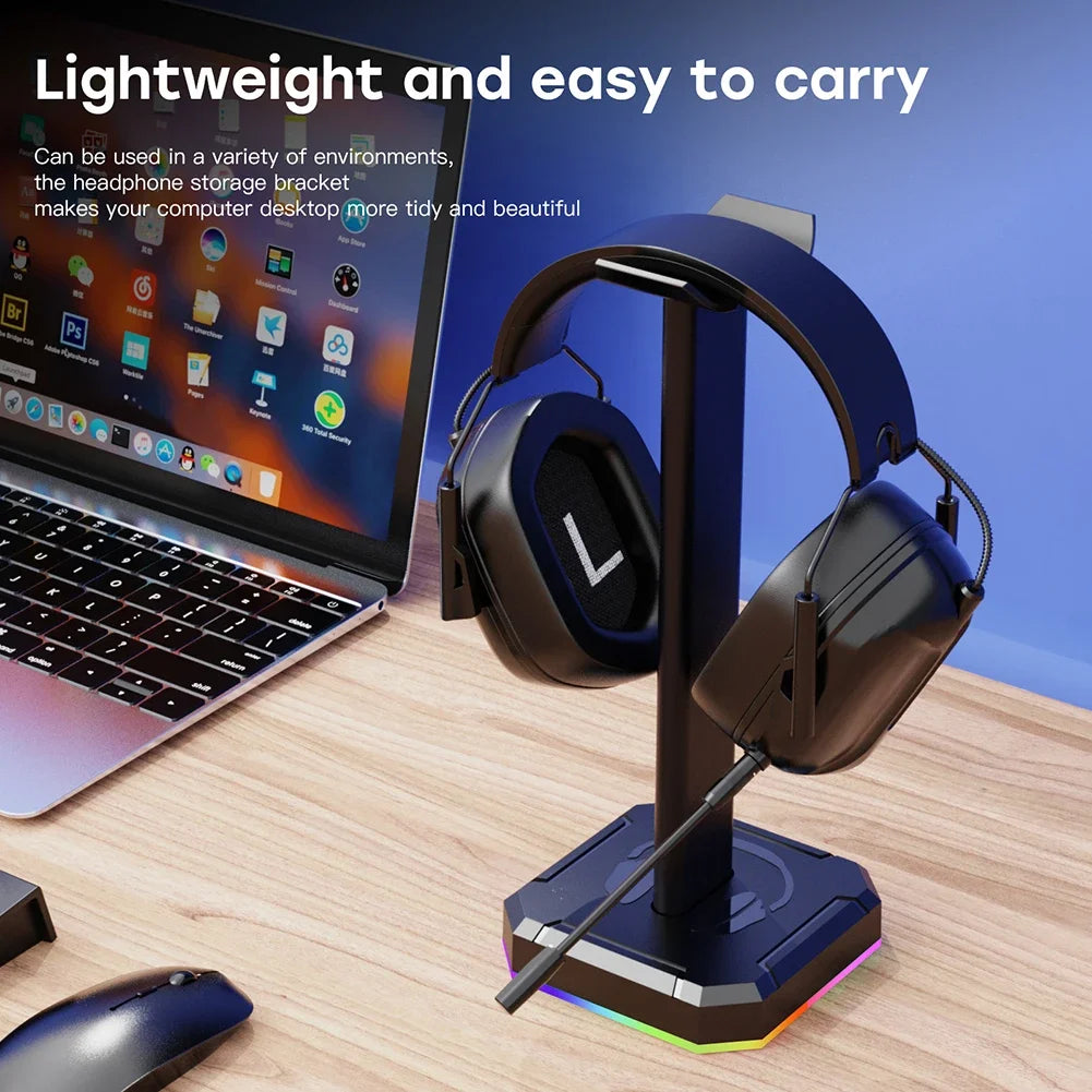Aluminuim Alloy Universal Gamer Headset Hanger Detachable Design RGB Earphone Holder Desk Display Rack For PUBG Computer Gamer Peaceful Pleasures Health and Wellness
