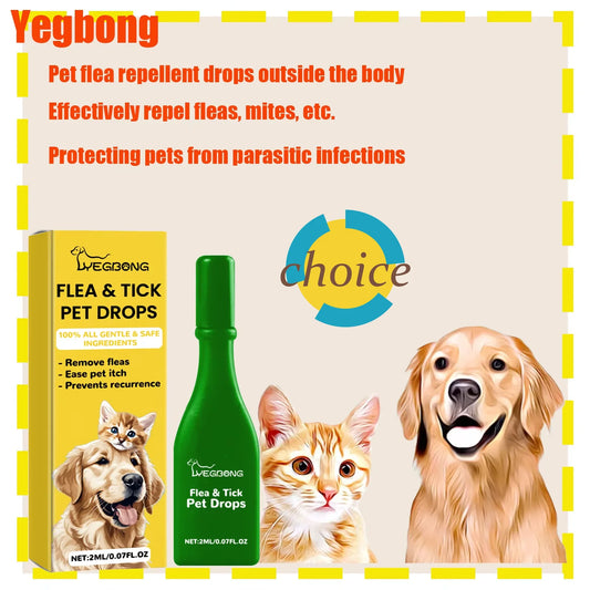 Yegbong Flea Tick Mite Repellent Drops for Dogs & Cats Flea & Tick Drops Peaceful Pleasures Health and Wellness