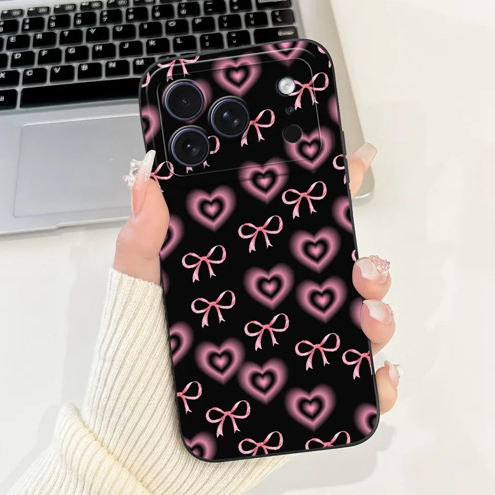 iPhone 17 Pro Silicone Case | Cute Kawaii Floral Painted Cover