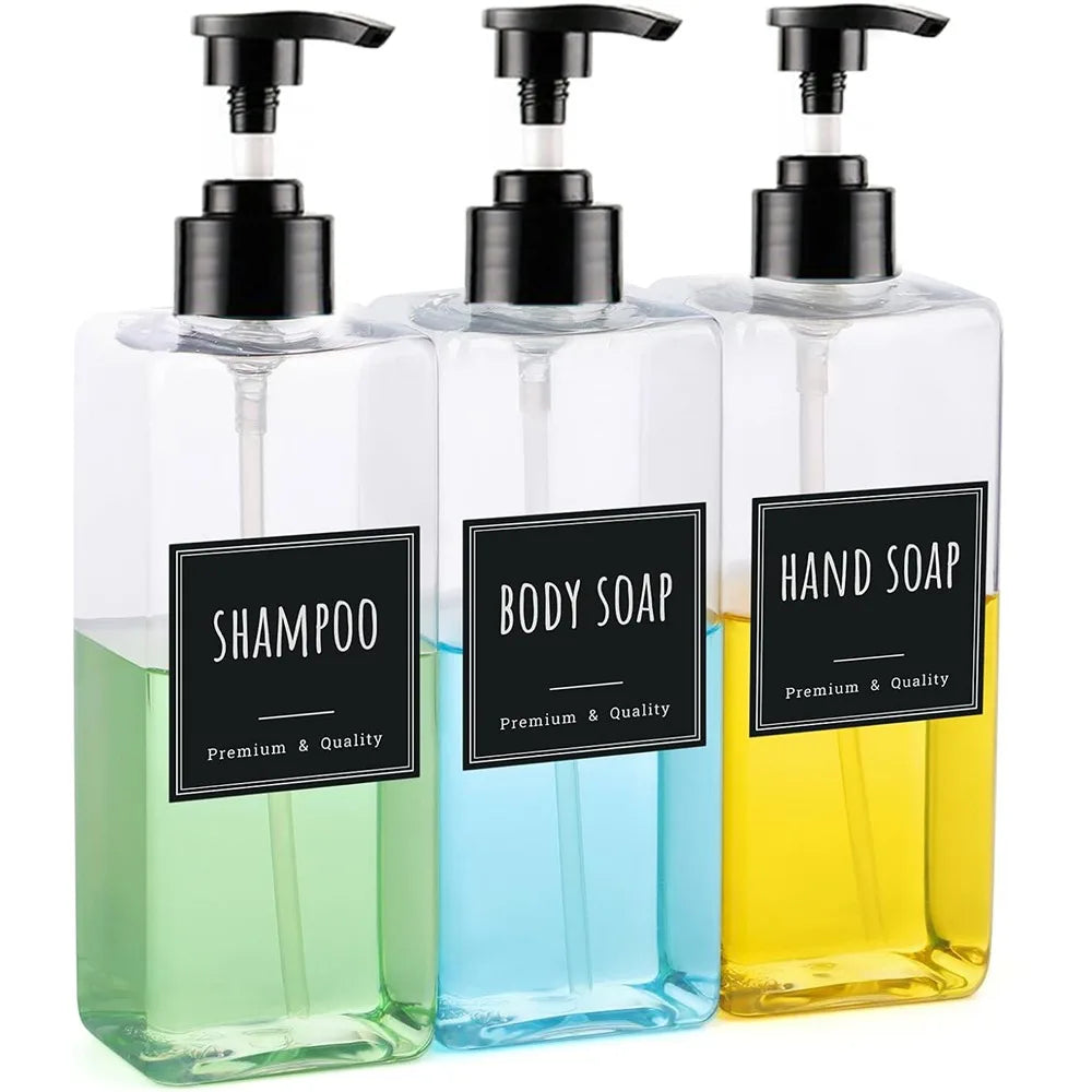 3-Pack 500ml Soap Dispenser Set with Labels | Bathroom