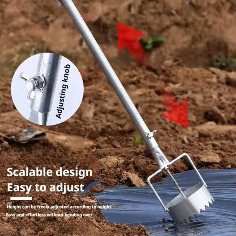 Heavy Duty Mulch Film Hole Puncher – Adjustable Garden Dibber