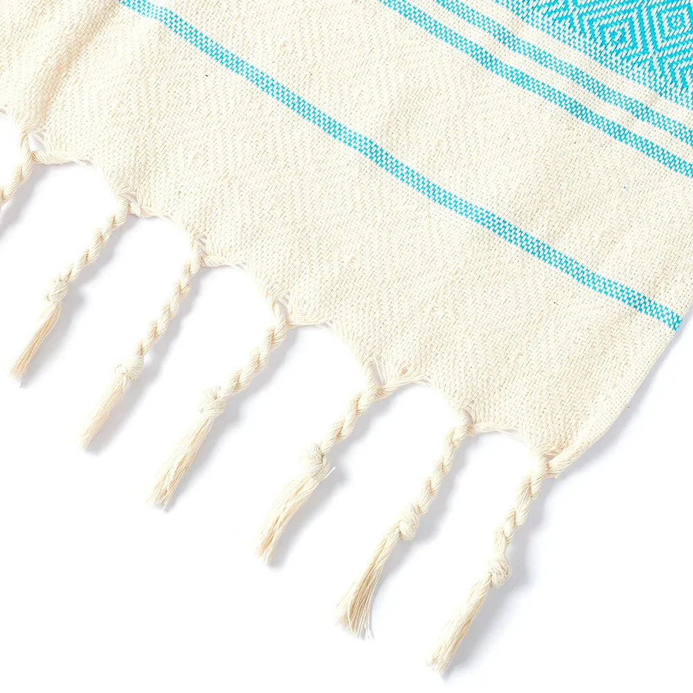 Cotton Turkish Beach Towel | Diamond Grid Quick-Dry 100×180cm