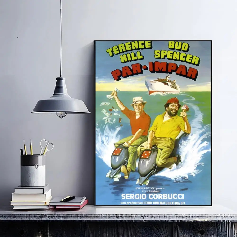 Terence Hill & Bud Spencer HD Wall Poster | Self-Adhesive PVC Art Wall Art Poster Peaceful Pleasures Health and Wellness z3 15X20cmNoframe