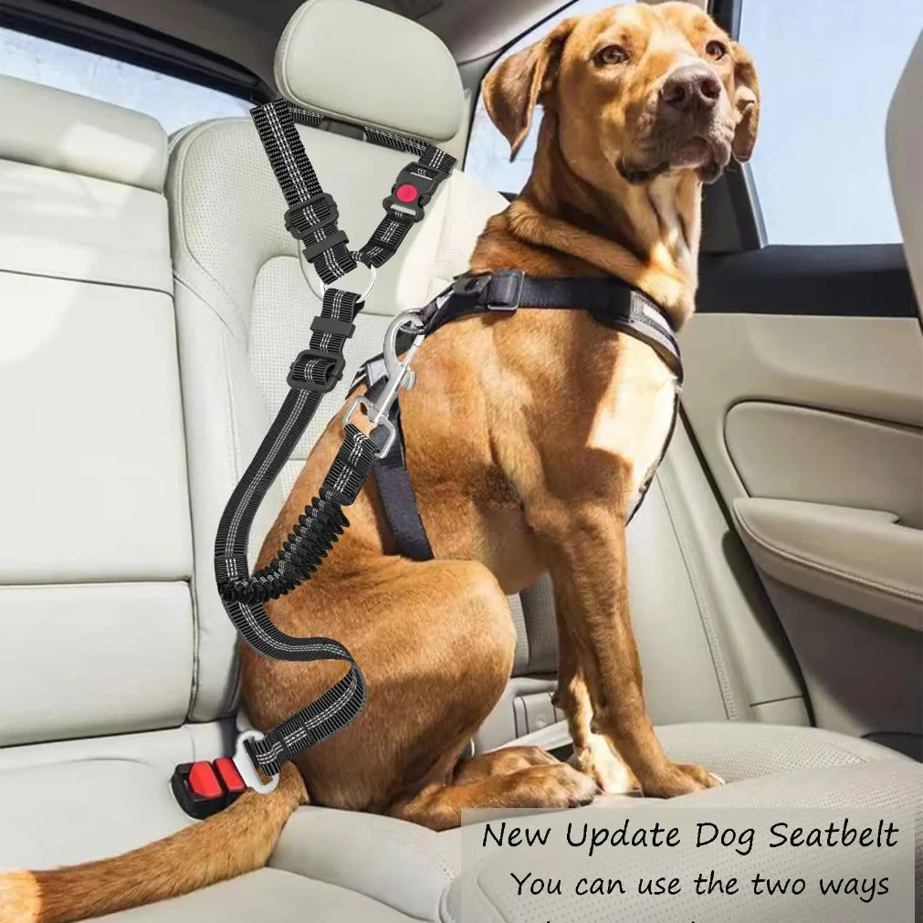 Adjustable Heavy-Duty Dog Car Seat Belt | Striped Nylon