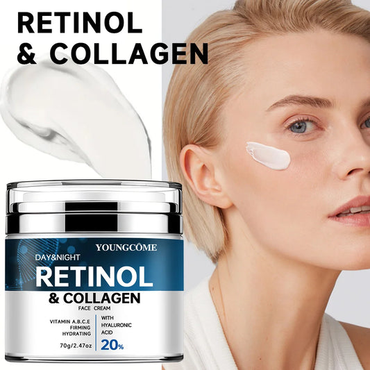 Retinol Collagen Face Cream Moisturiser Facial Anti aging Whitening Skin Care Repair Fade Fine Lines Whitening Skin Shrink Pore Peaceful Pleasures Health and Wellness