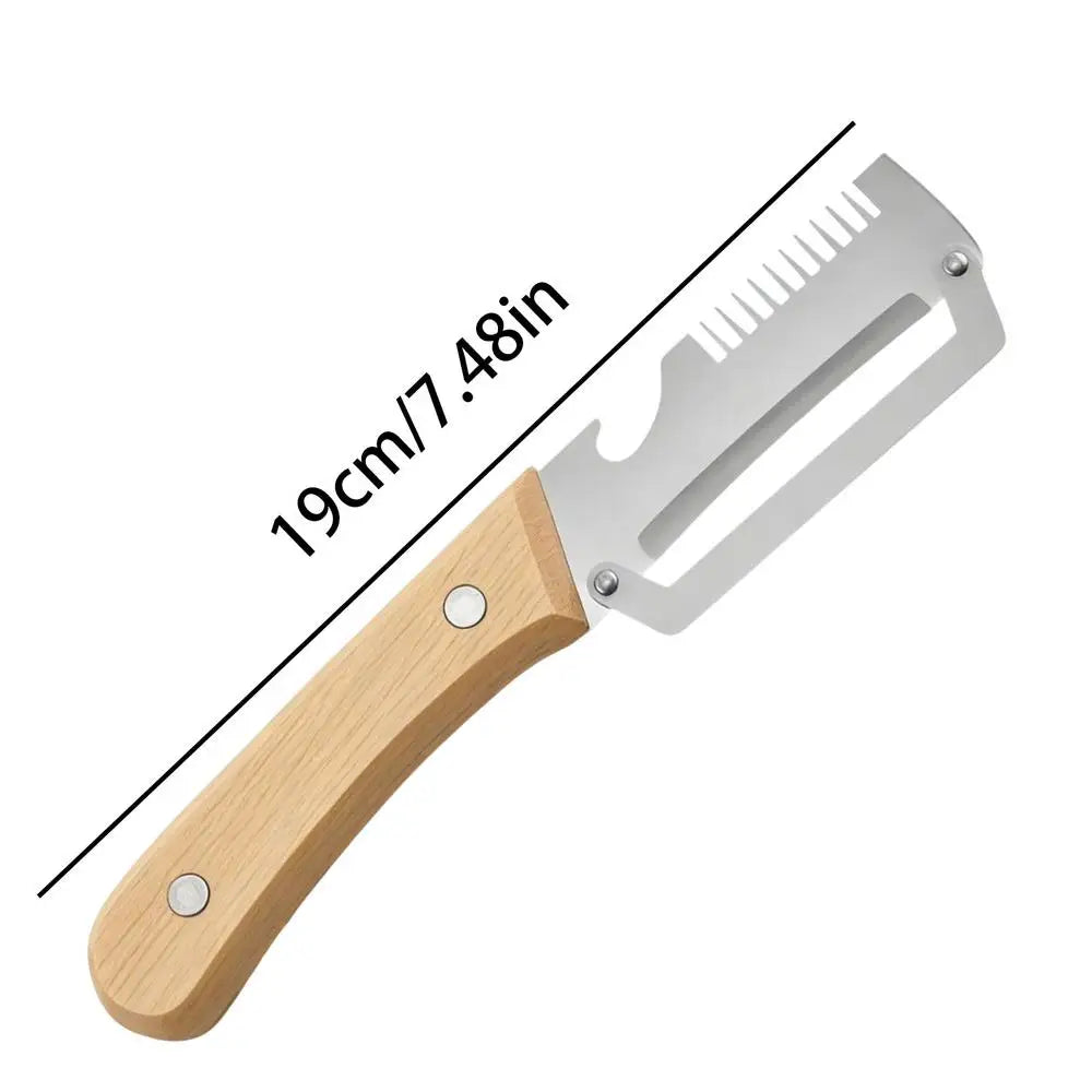 3-in-1 Stainless Steel Vegetable Peeler Set | Wooden Handle, 2pc