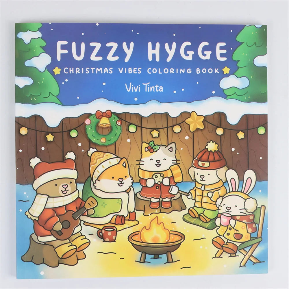 Fuzzy Hygge Christmas Coloring Book Adults Teens 48-Page Festive