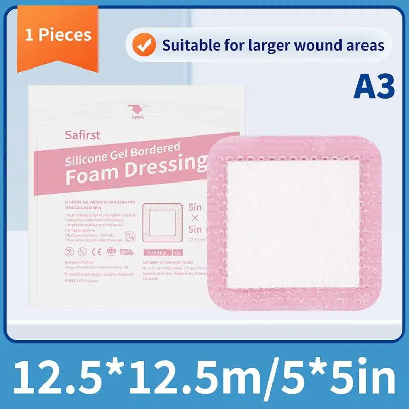 Waterproof Wound Dressing Bandage For Wound Care Absorbent Foam Pad Band-aid Silicone Polyurethane Foam Dressing Peaceful Pleasures Health and Wellness A3