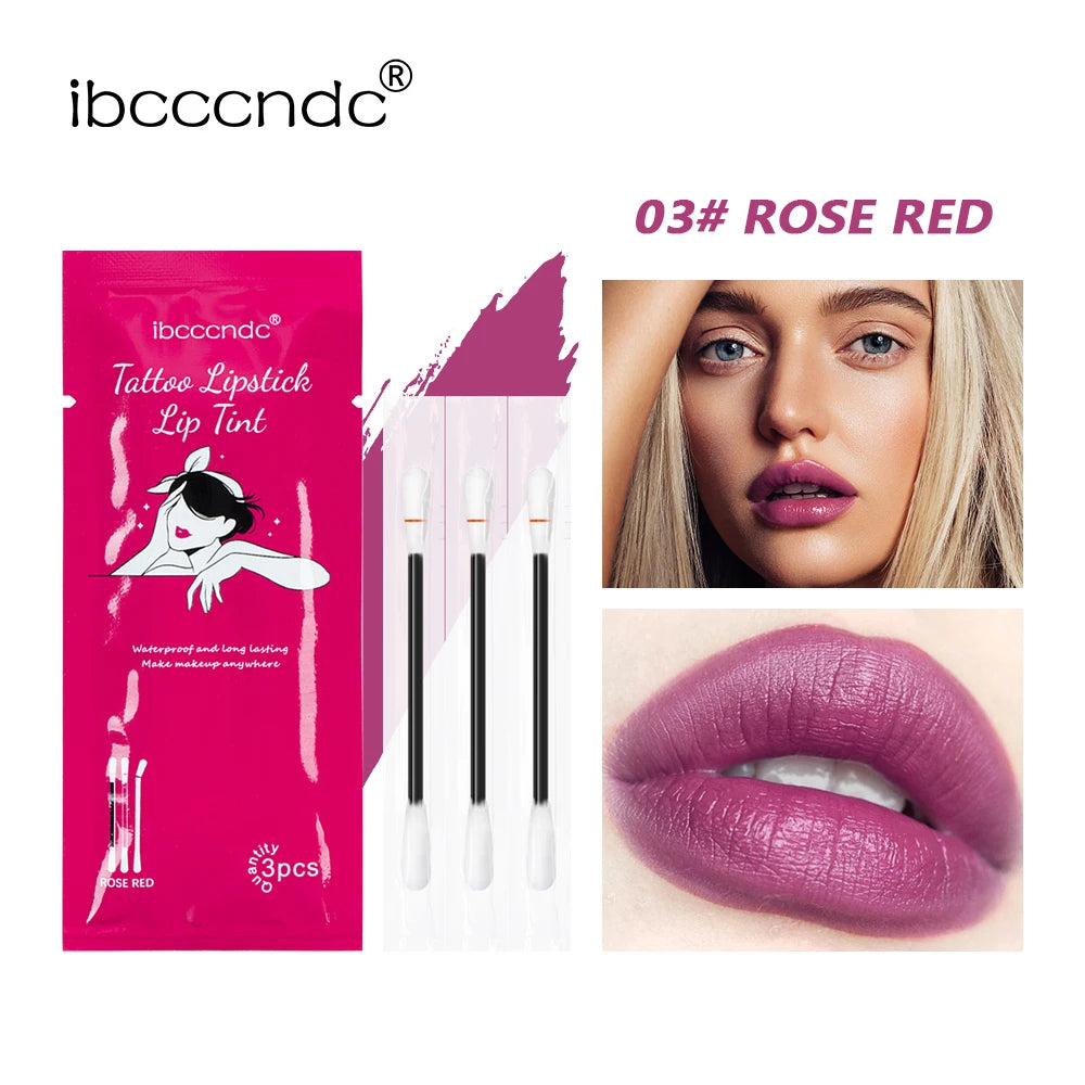 New Cotton Swab Lip Gloss Tattoo Lipstick Velvety Waterproof Matte Lip Gloss Portable Lip gloss Women Use Of Vacation Tourism Peaceful Pleasures Health and Wellness 03 rose red