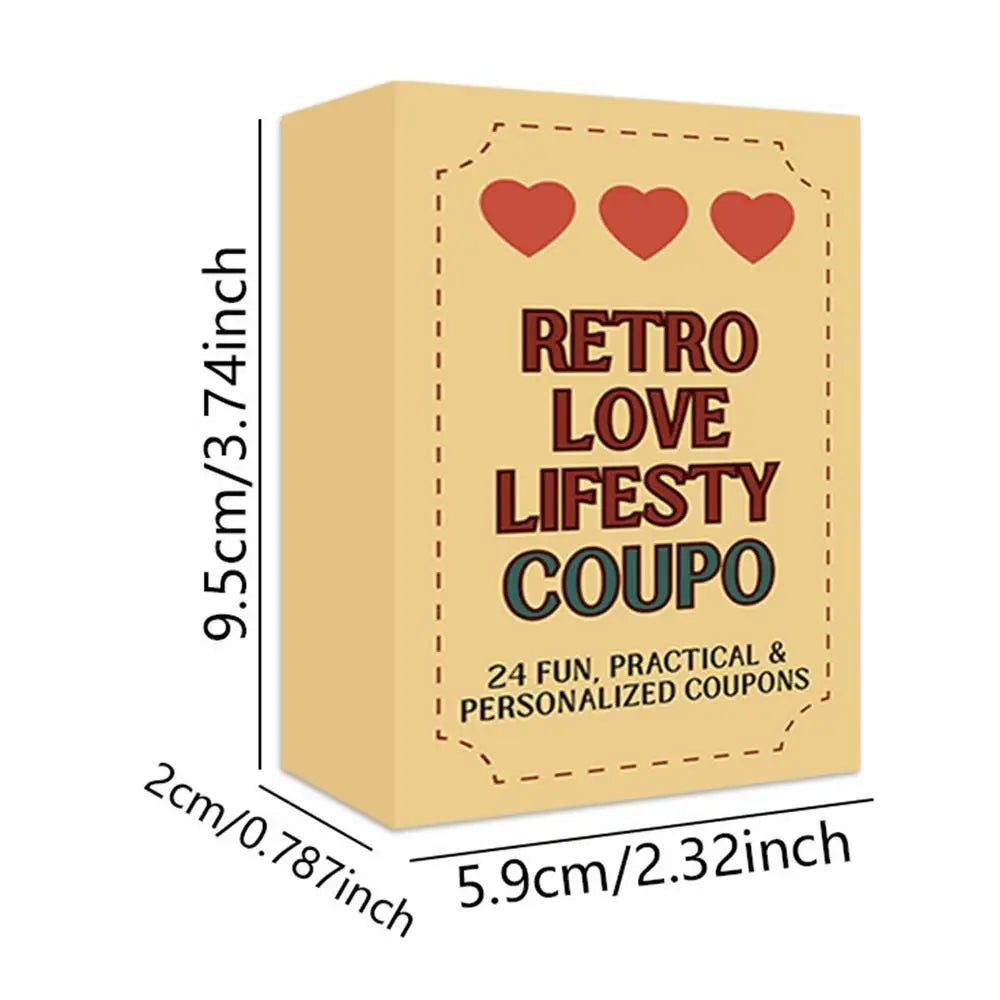 Vintage Love Coupon Book – 24 Romantic Promise Cards for Couples