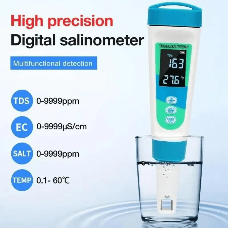 Pocket-Sized Water Tester - 4-in-1 for TDS EC Salinity Temp, Portable Water Quality Analyzer for Home, Pool, and Aquarium Peaceful Pleasures Health and Wellness