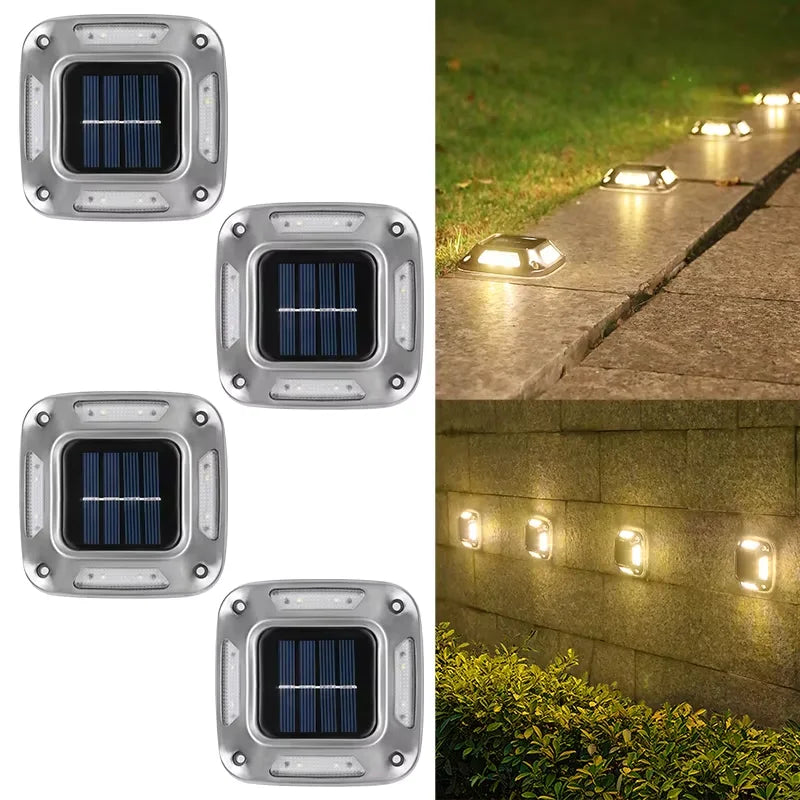 4-Pack Solar Deck Lights 8 LED Outdoor Waterproof Garden Path