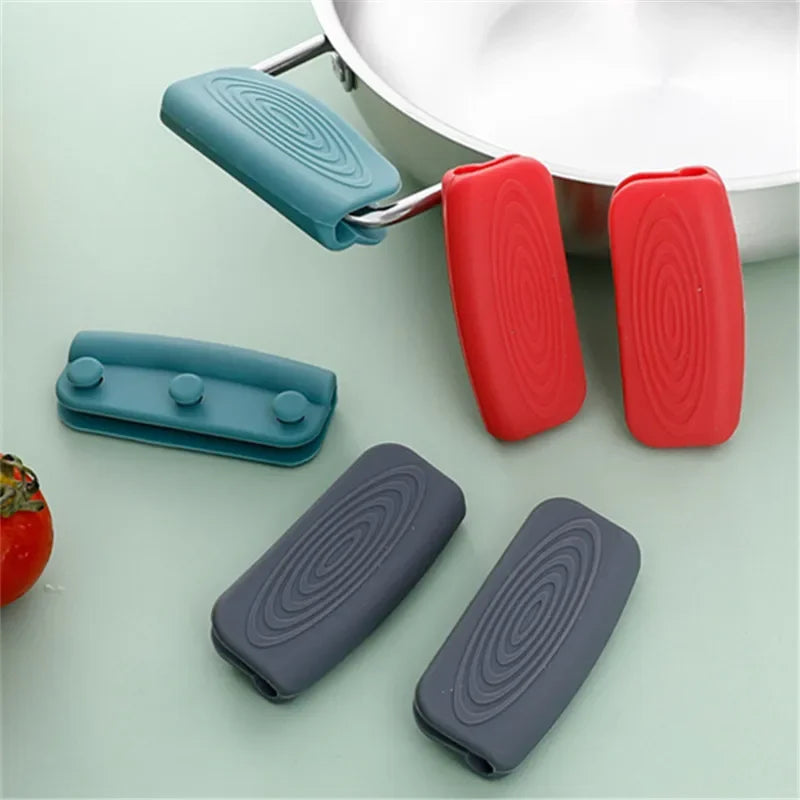 2/8 Silicone Pan Handle Cover Heat Insulation Covers Pot Ear Clip Non-slip Steamer Casserole Pan Handle Holder Kitchen Tools Peaceful Pleasures Health and Wellness