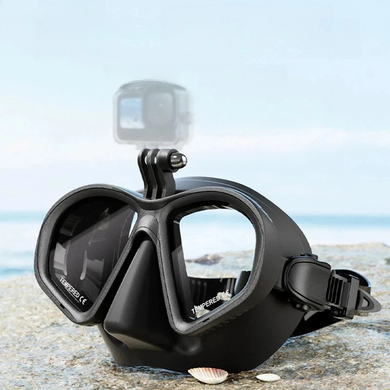 Pro Low-Volume Freediving Snorkel Mask with Camera Mount