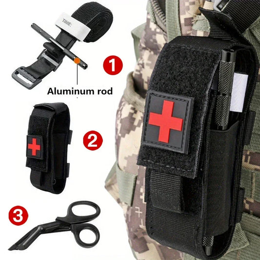 First Aid Kit Survival Kit Aluminum Rod Tourniquet Gauze Scissors Accessories Tool Outdoor Adventure Supplies Self Defense Peaceful Pleasures Health and Wellness