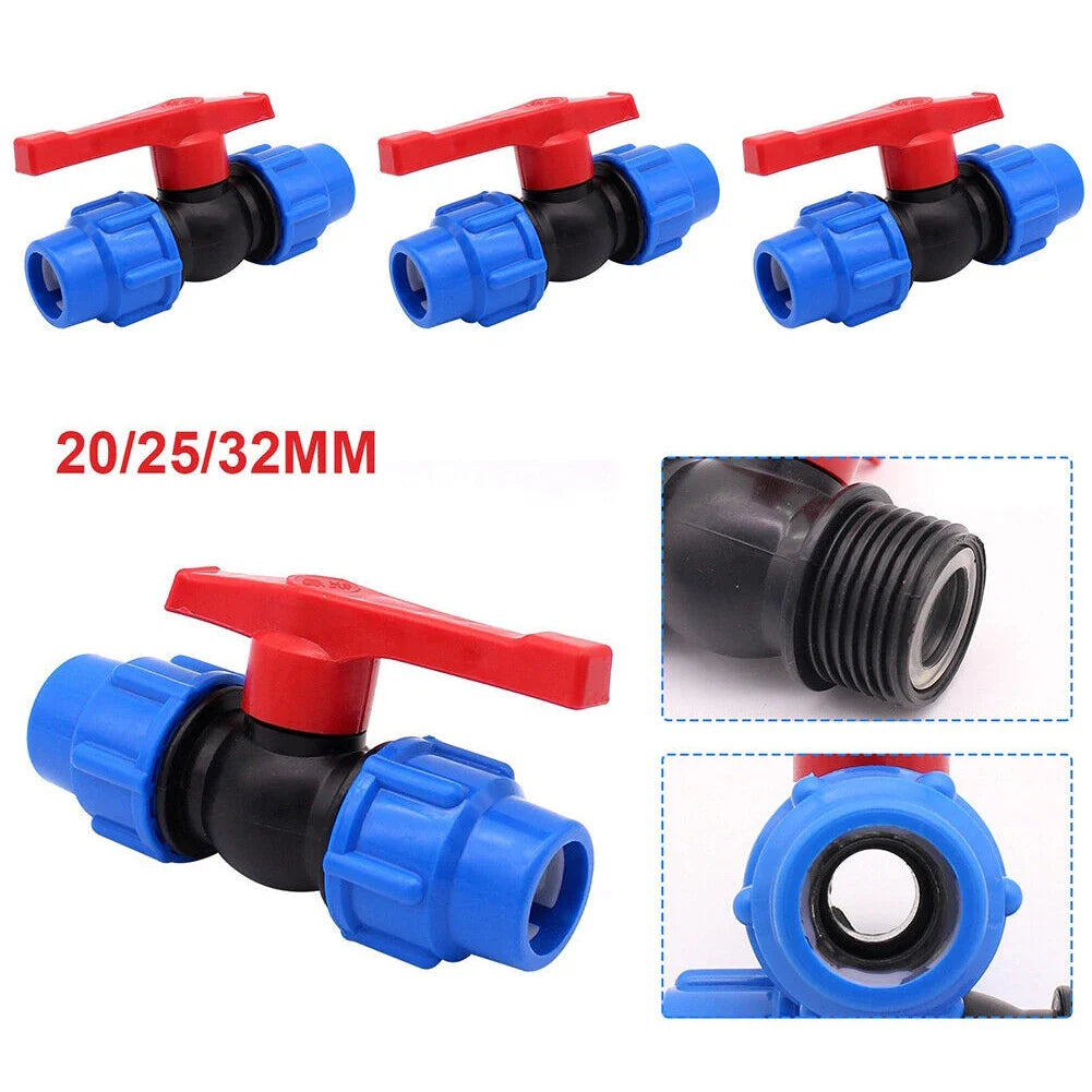 PE Pipe Ball Valve Shut-Off Fitting | 20/25/32mm External Thread