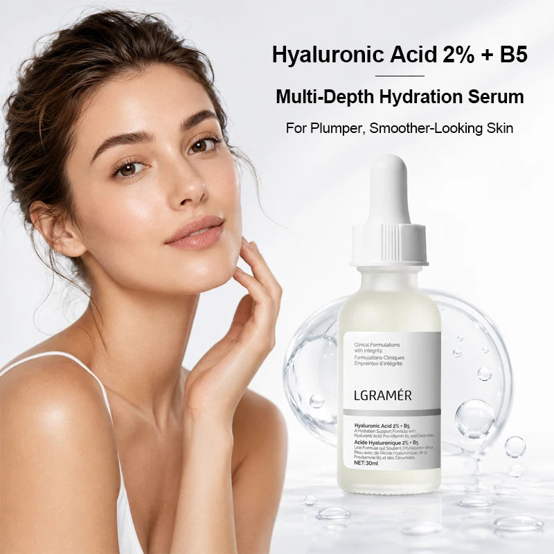2% Hyaluronic Acid + B5 Serum with Ceramide Multivitamin Moisturizing Essence 30ml Soft Smooth Skin Facial Care Liquid Peaceful Pleasures Health and Wellness