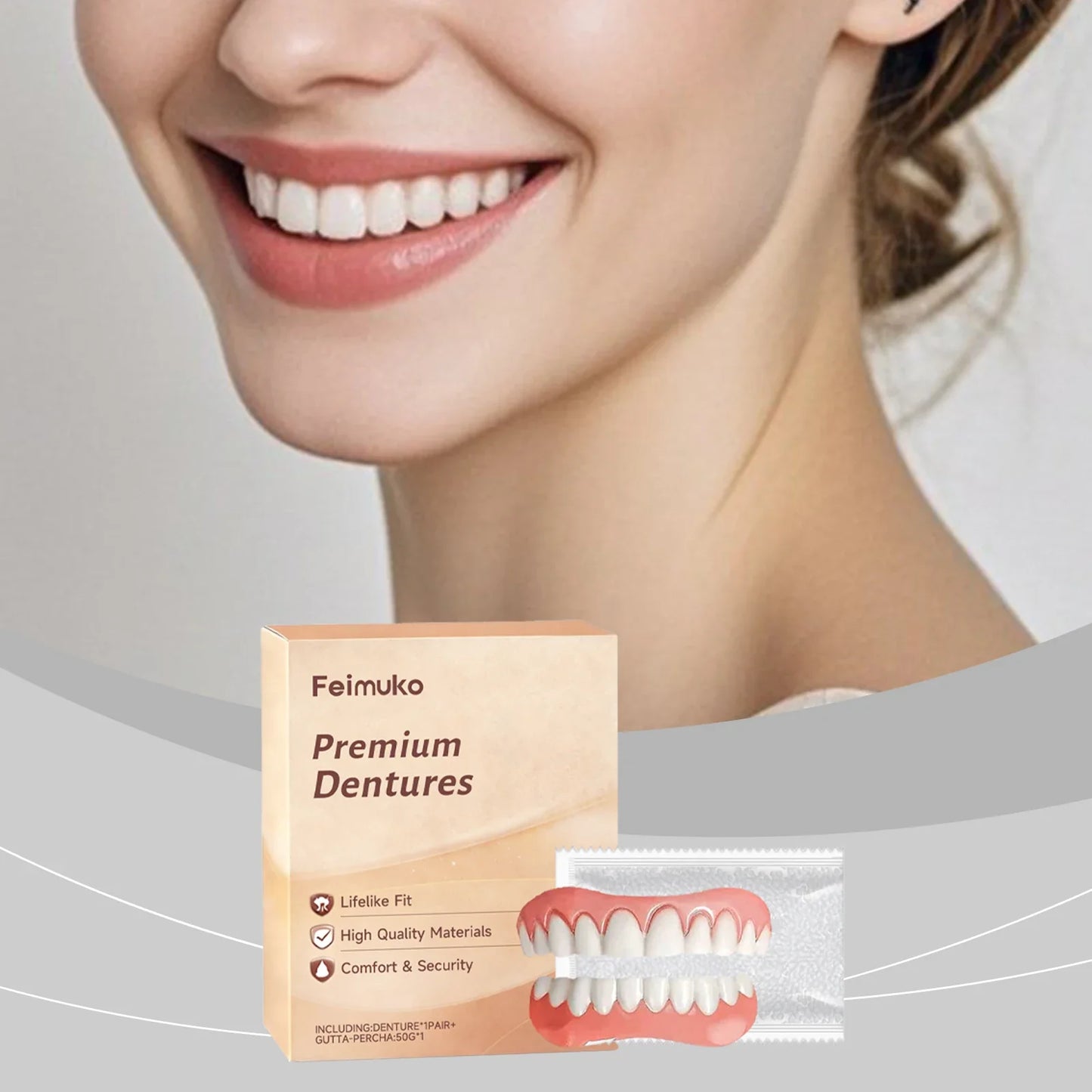 Temporary Soft Denture Set – Silicone Upper & Lower Veneers