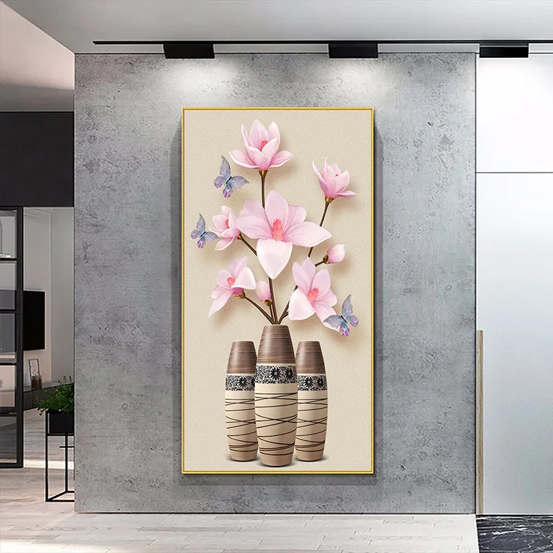 Retro Butterfly Flower Canvas Paintings Wall Art Pictures Chinese Style Vintage Poster And Prints for Living Room Aisle Decor Peaceful Pleasures Health and Wellness