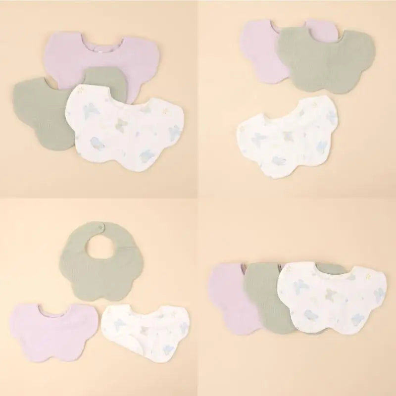 3-Pack Soft Cotton Baby Drool Bibs | Newborn Burp Cloth Set