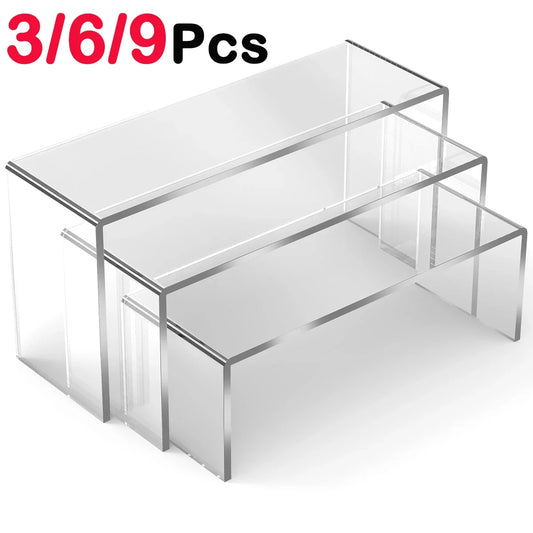 3/6/9Pcs Acrylic Display Stand Multifunctional Transparently Mini Model Storage Rack for Perfume Doll Jewelry Decor Organzier Peaceful Pleasures Health and Wellness