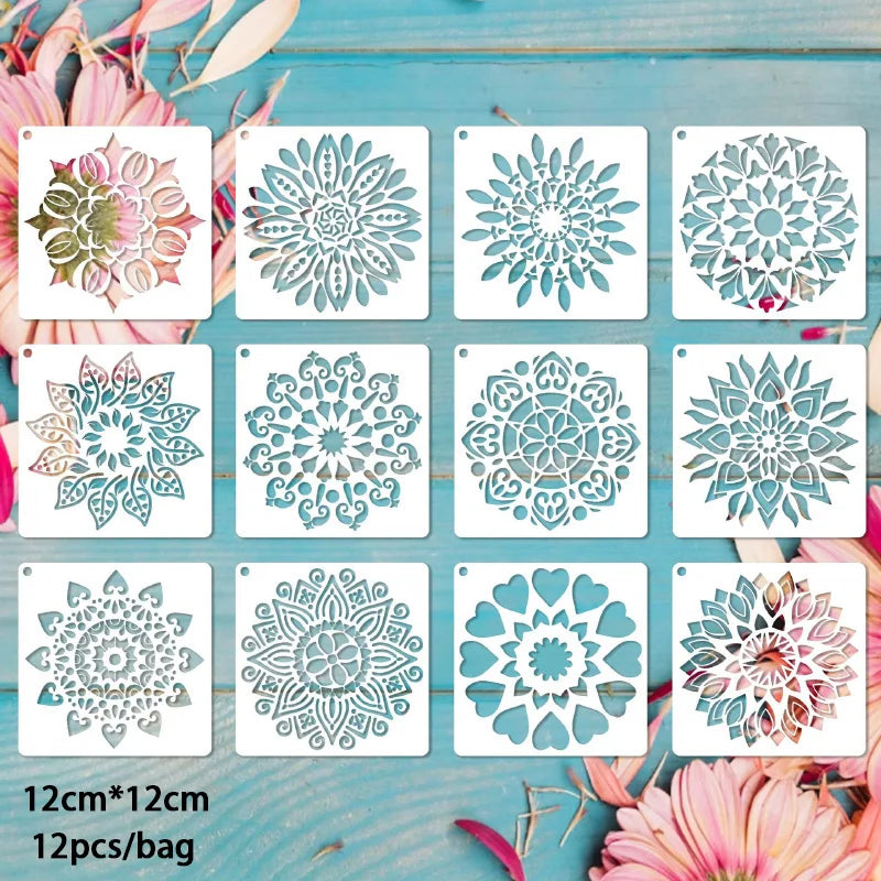Hollow Mandala Stencils Painting Craft Templates Children Drawing